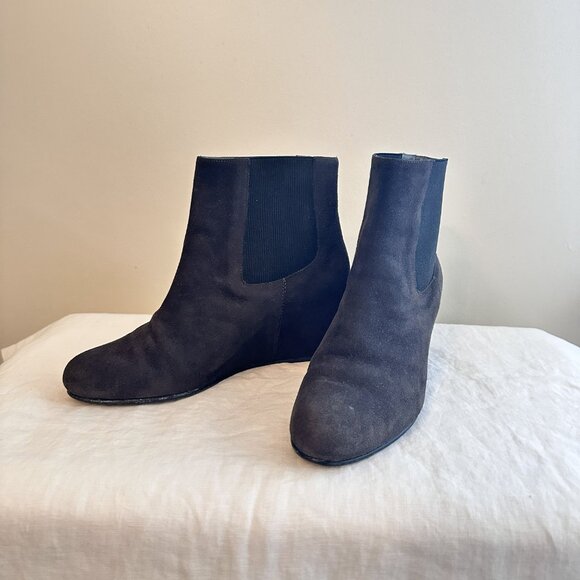 Stuart Weitzman Gray Suede Wedge Heel Ankle Boot Size 6 - Picture 8 of 14